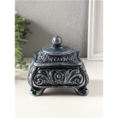 Шкатулка для украшений «Виктория» 11×12 см, гипс, состаренное серебро