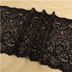 Кружевная эластичная ткань, 240 мм, 23±1 м, чёрная