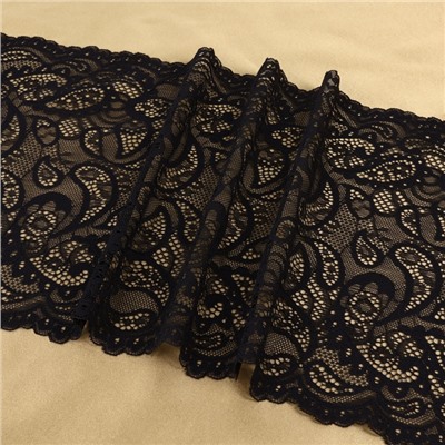 Кружевная эластичная ткань, 240 мм, 23±1 м, чёрная