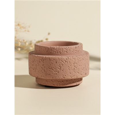 Свеча в подсвечнике вулканическом «Цилиндры», розовая, 8.1×8.1×5.4 см