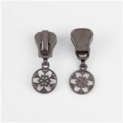 Бегунок для молнии «Трактор», №8, «Снежинка», 10 шт., цвет чёрный никель