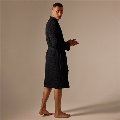 Халат вафельный мужской SL HOME: Boho «Дарк Маре», размер M, хлопок 100%, чёрный