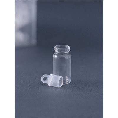 Баночка для хранения с пробкой и петелькой, стекло, для творчества и декора, 1.5 мл, набор 100 шт., 1.1×1.1×2.2 см