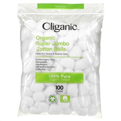 Cliganic, Organic Super Jumbo Cotton Balls, 100 Count
