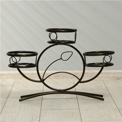 Подставка для цветов, напольная, на 3 горшка, d=14 см, бронзовая, «Камелия»