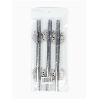 Трубочки для коктейля «Подкова» серебряные, набор 6 шт.