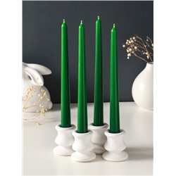 Набор свечей античных, 2.3×24.5 см, 5 ч, 55 г, 4 шт., тёмно-зелёный