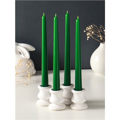 Набор свечей античных, 2.3×24.5 см, 5 ч, 55 г, 4 шт., тёмно-зелёный