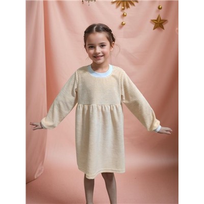 Платье Велюр с длинным рукавом 33054 (Желтый)