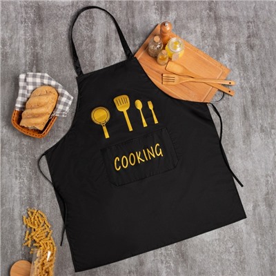 Фартук «Этель» Cooking, чёрный, 70×68 см, 100% п/э