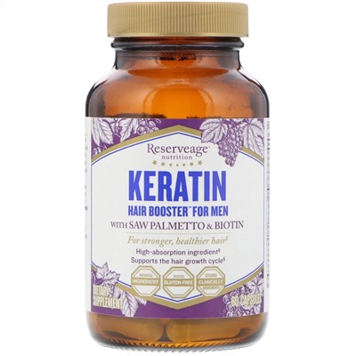 ReserveAge Nutrition, Кератиновое усиление для волос для мужчин, 60 капсул