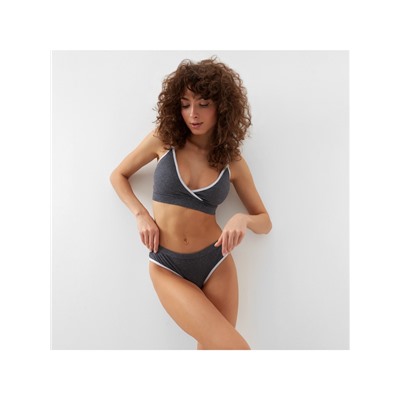 Комплект нижнего белья женский (топ, трусы) Collorista, тёмно-серый, размер 42-44