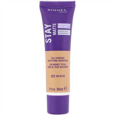Rimmel London, Матирующая основа для максимальной плотности Stay Matte, оттенок 202 солнечный бежевый, 30 мл