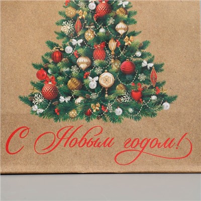 Пакет подарочный новогодний крафтовый «Ёлочка», MS 18×23×10 см