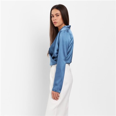 Блуза женская с драпировкой MIST: Classic Collection, размер 44, синяя