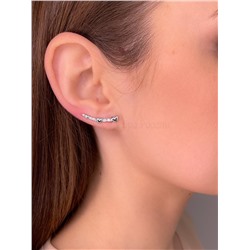 Серьги-продёвки из серебра с фианитами родированные 925 пробы С-3396-Р