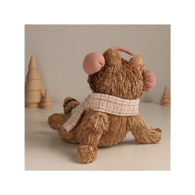 Фигурка новогодняя «Лежачий енот в наушниках», 17.5×21×18 см