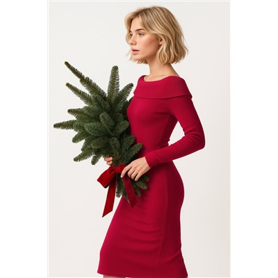 Женское вязаное платье с открытыми плечами Happyfox