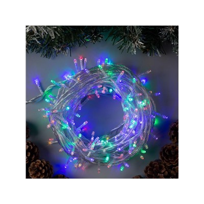 Гирлянда «Нить» 20 м, IP20, прозрачная нить, 200 LED, 8 режимов, 220 В, свечение мульти