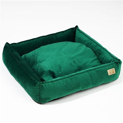 Лежанка для кошек и собак велюровая Pet Lab, 55×50×15 см, изумрудная