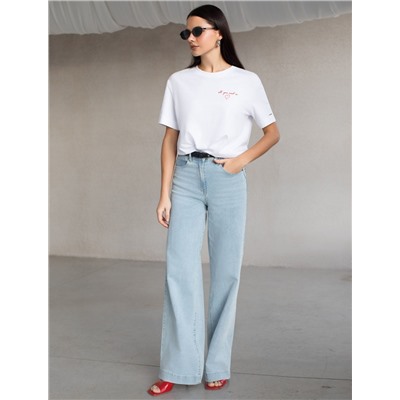 Свободная футболка с принтом из премиального хлопка с эластаном