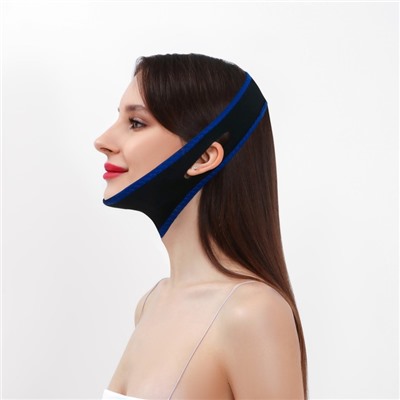 Маска текстильная против храпа, эластичная, на липучке, чёрная, синяя