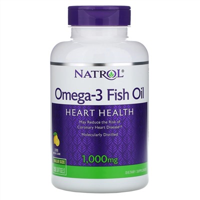 Natrol, рыбий жир омега-3, натуральный лимонный вкус, 1000 мг, 150 мягких таблеток
