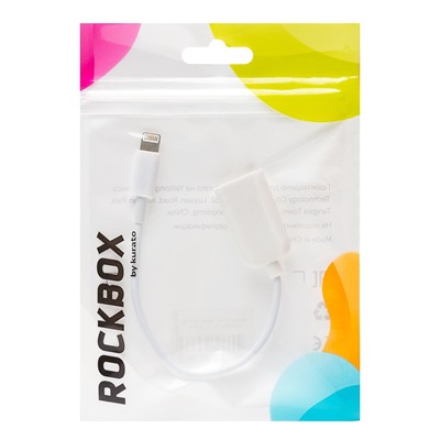 Переходник USB (м) - Lightning (п) RockBox 10см (white)