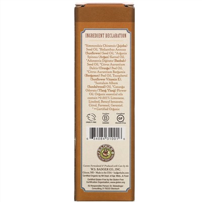 Badger Company, Botanical Hair Oil, Argan, Jojoba & Baobab, 2 fl oz (59.1 ml)