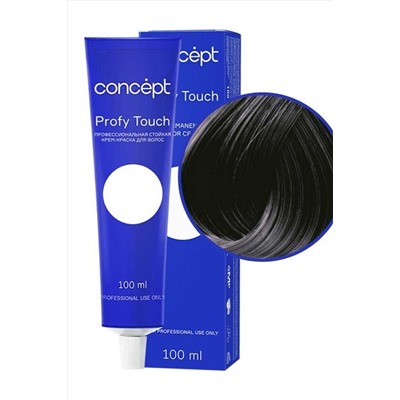 Concept Profy Touch 1.0 Профессиональный крем-краситель для волос, черный, 100 мл KRISTALLER, 1112301