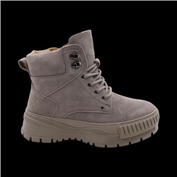 Ботинки из натуральной кожи на меху 88301-2 серые