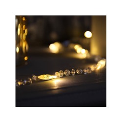 Гирлянда «Нить» 2 м роса с насадками «Бусины», IP20, нить серебристая, 20 LED, батарейки AAx2 (не в комплекте), 2 режима, свечение тёплое белое