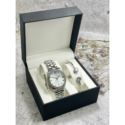 Подарочный набор для женщин часы, 2 браслета + коробка #22863155