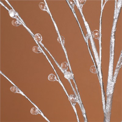 Ветка декоративная стеклярус 84 см / MA694 /уп 80/240/серебро