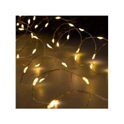 Гирлянда «Нить» 5 м роса, IP20, серебристая нить, 100 LED, 2 режима, батарейка AAх3 (не в комплекте), свечение тёплое белое
