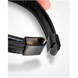 Браслет из стали на кожаном ремешке