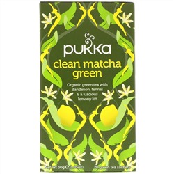 Pukka Herbs, Зеленый чай матча, 20 пакетиков зеленого чая, 1,5 г (0,05 унций) каждый