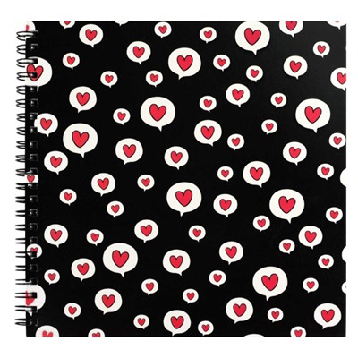 Альбом для зарисовок (скетчпад) 195х195 мм 40л твердая обложка на спирали "БАБЛ-СЕРДЕЧКИ" блок - белый офсет 100 г/м2 70151 Феникс