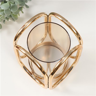 Подсвечник на 1 свечу «Октавия», под золото, d=9.5 см, 12.3×12.3×20 см