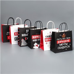 Набор пакетов подарочных новогодних «Пусть мечты сбудутся», 6 шт., 22×22×11 см