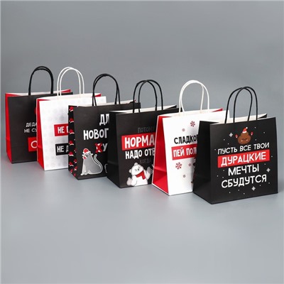 Набор пакетов подарочных новогодних «Пусть мечты сбудутся», 6 шт., 22×22×11 см