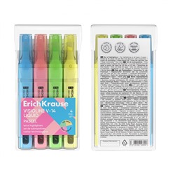 Набор текстовыделителей с жидкими чернилами 4цв V-14 пастель 58360 ErichKrause