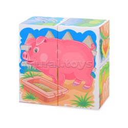 Кубики, Домашние животные (4шт)