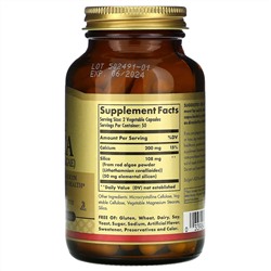 Solgar, океанический диоксид кремния из красных водорослей, 100 растительных капсул