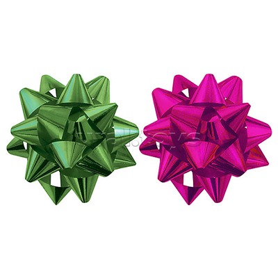 Набор из 2-х металлизированных бантов-звезд (малых) для праздничной упаковки