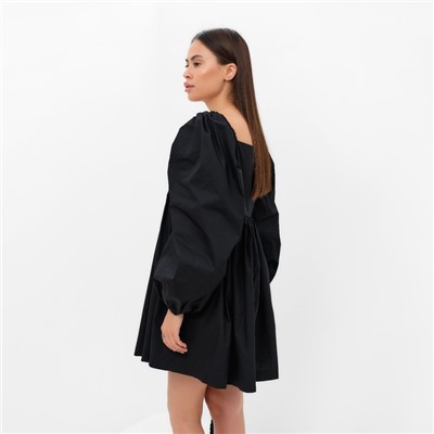 Платье с объёмными рукавами мини женское MIST, чёрное, размер 40-42