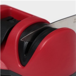 Точилка для ножей Доляна «Профи», 13×7×4.5 см, с полировкой, на присоске, красная