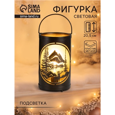 Фигурка светящаяся RISALUX «Закат в лесу», LED-ночник, 3×ААА, чёрный, 12×12×20.5 см