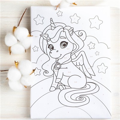 Картина по номерам для детей «Единорог на радуге», 21×15 см