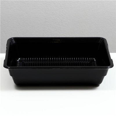 Туалет для кошек, 36×25×9 с, глубокий, с сеткой, пластик, чёрный